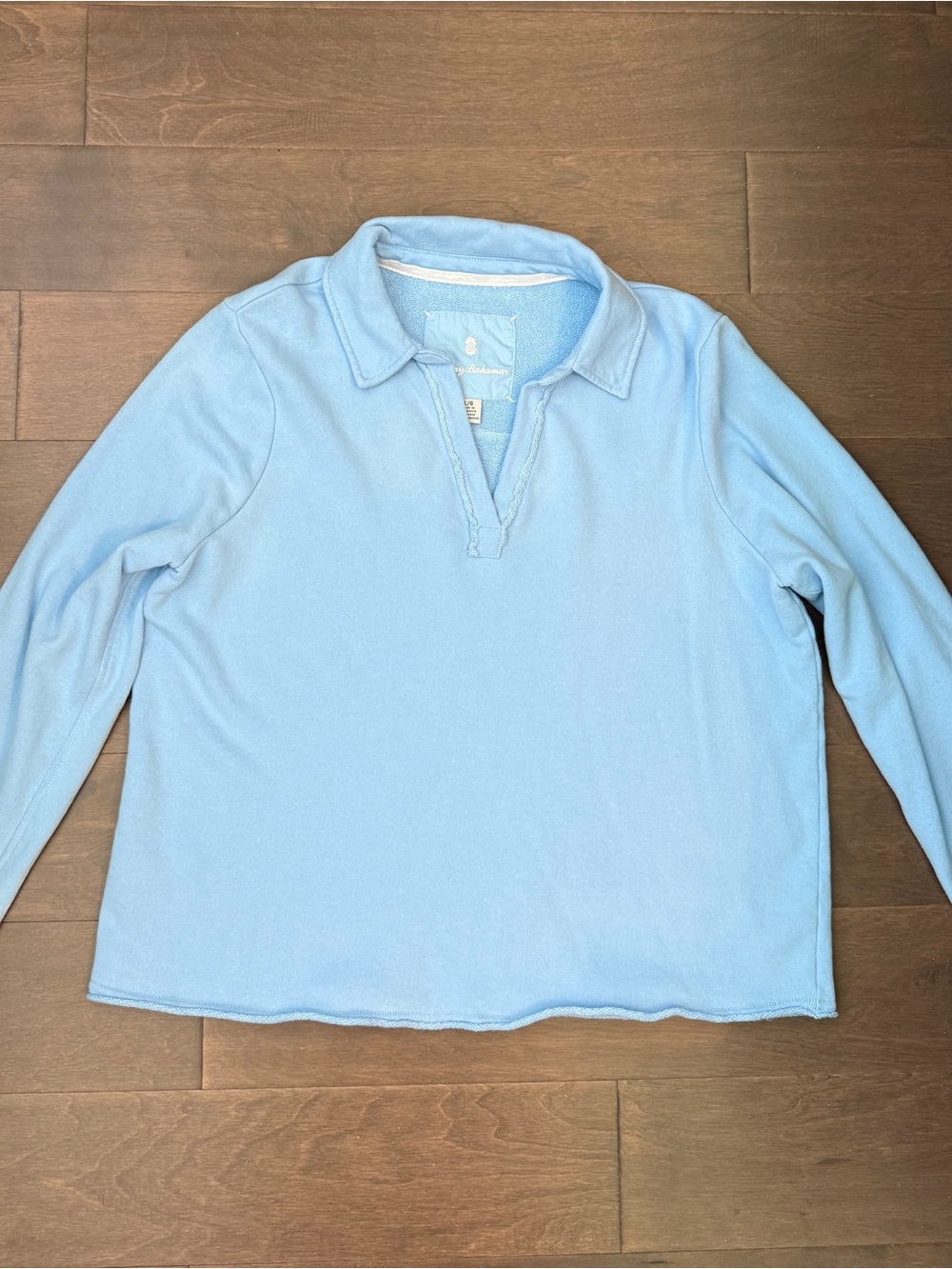 Tommy Bahama Marina Del Mar Light Blue Long-Sleeve Cotton Pullover NWOT Large - Picture 1 of 8